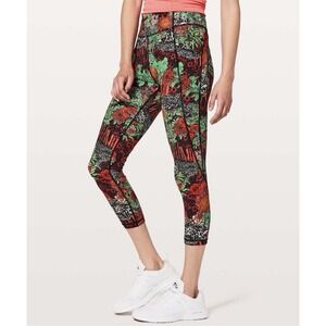 Lululemon Women's Time To Sweat Crop *23" Zen Garden Size 6 Leggings‎ Floral